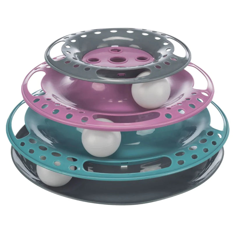 Trixie Circle Tower Catch The Balls | Perfect for Developing Cat’s Agility & Quick-Wittedness - 25 × 13cm with Kittos Salmon Rings, 35 g