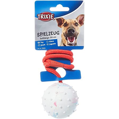 Trixie Natural Rubber Ball on a Rope Dog Toy