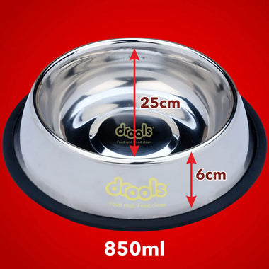 Drools Stainless Steel Dog Feeding Bowl Medium, 850ml