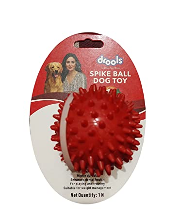 Drools Non-Toxic Rubber Stud Spike Hard Ball Chew Toy, Puppy/Dog Teething Toy - 3 inches