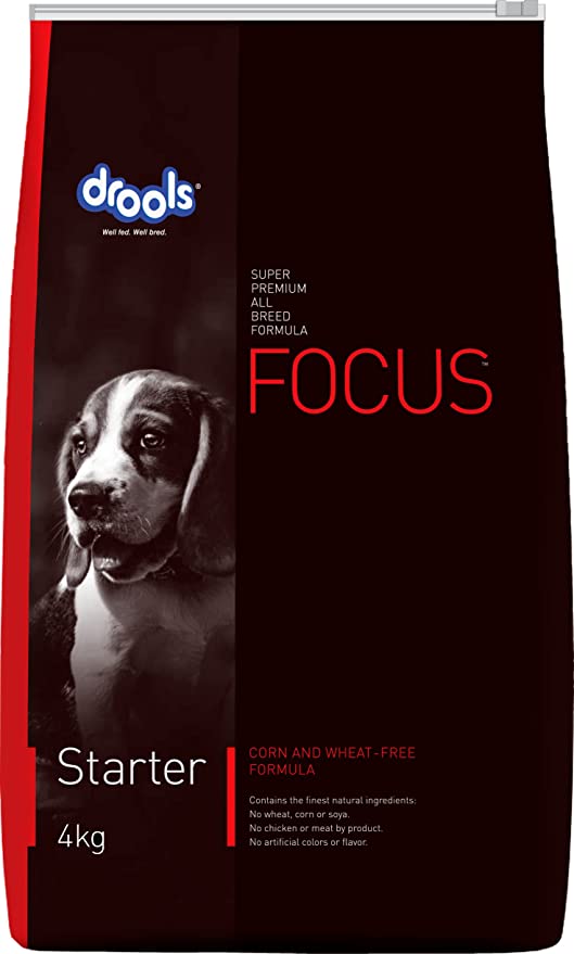 Drools Focus Starter Super Premium Dry Dog Food, Chicken Flavour, 4kg
