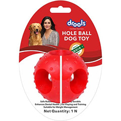 Drools Non-Toxic Rubber Hole Ball Chew Toy, Puppy/Dog Teething Toy - 3 inches