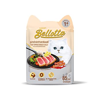 Bellotta Premium Wet Food for Cats and Kittens, Tuna Topping Shirasu in Jelly, 85 g