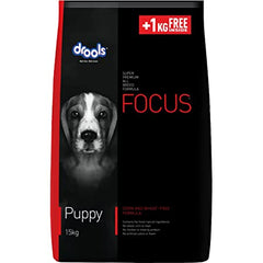 Drools Focus Puppy Super Premium Dry Dog Food, Chicken, 15 kg (+1 kg Free Inside)