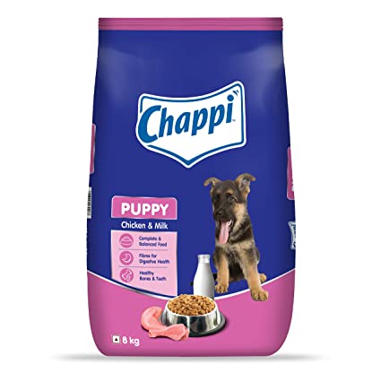 Chappi Puppy Dry Dog Food, Complete Nutrition, Chicken & Milk Flavour, 8 Kg Pack