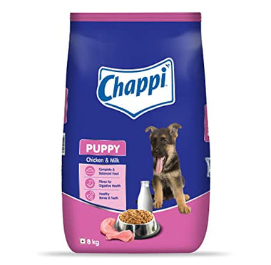 Chappi Puppy Dry Dog Food, Complete Nutrition, Chicken & Milk Flavour, 8 Kg Pack