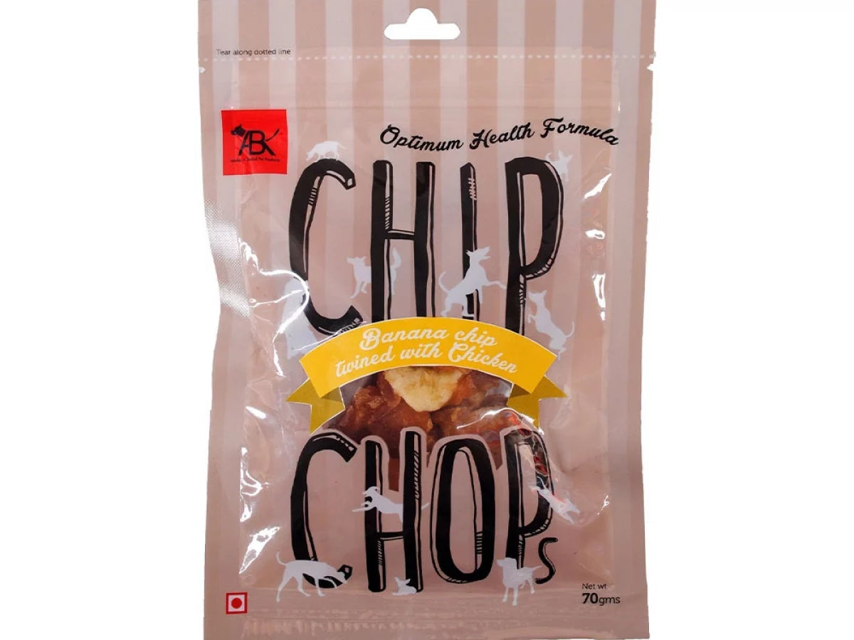 Chip Chops Dog Treat Banana Chips Twined with Chicken, 70g,