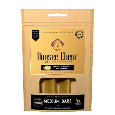 Dogsee Chew 100% Natural Turmeric Cheese Based Dental Chews Medium Bars (140 Gm)