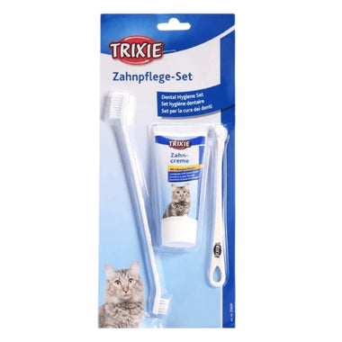 Trixie: - Cats Dental Hygiene Set with Toothpaste and Brush | Complete Dental Care Set for Cats | Cheese Flavour Toothpaste Maintains Oral Hygiene and Prevents Tartar Build-up