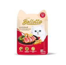 Bellotta Wet Food for Cats and Kittens, Tuna Topping Shrimp in Jelly , 85 g