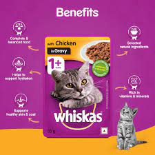 Whiskas Adult Cats (1+Years) Chicken in Gravy Flavour,Wet Cat Food, 85g