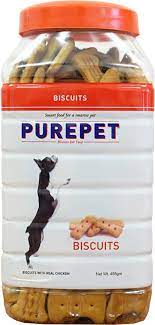 Purepet Chicken Flavour, Real Chicken Biscuit, Dog Treats For All Life Stages- Jar, 945g