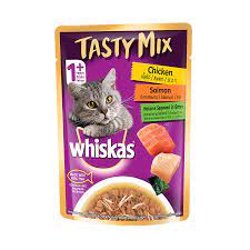 Whiskas Tasty Mix Chicken Salmon Wakame Seaweed in Gravy