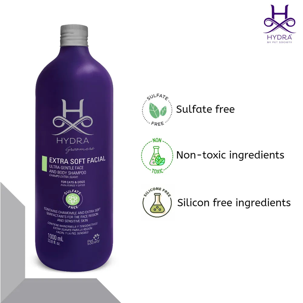 Hydra:- Groomer's Extra Soft Facial Shampoo for Pets | Specially Formulated for Professional use on Dogs & Cats with Sensitive Skin | Completely Sulfate-Free to Reduce the Risk of Irritation Ð 1 Litre