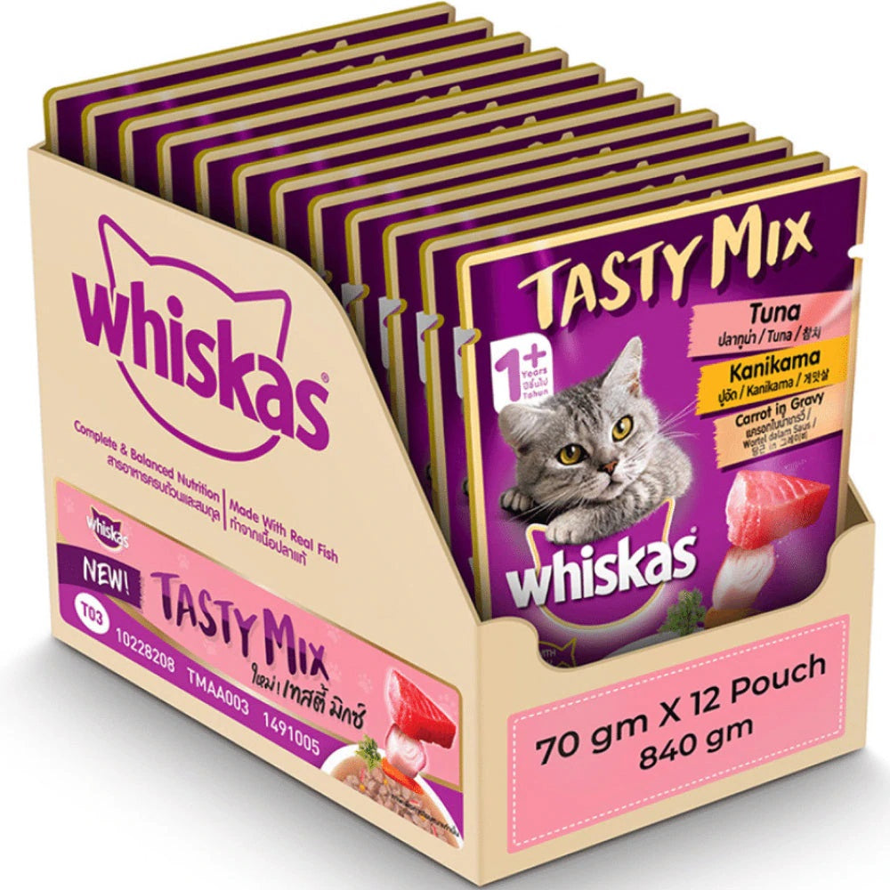 Whiskas Tuna With Kanikama And Carrot in Gravy Tasty Mix Adult Cat Wet Food
